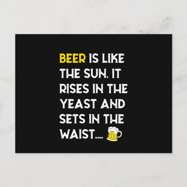 Beer Is Like The Sun Funny Beer Sayings Humor Invitation Postcard (Front)