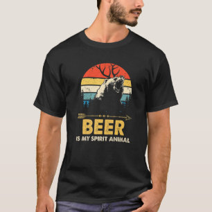 Beer Is My Spirit Animal Bear Deer  Drink Pub Retr T-Shirt