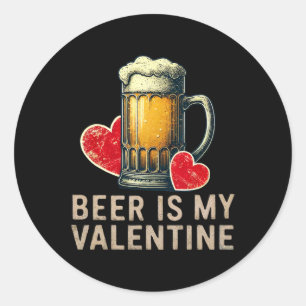 Beer Is My Valentine Vintage Beer Gles Hearts Desi Classic Round Sticker