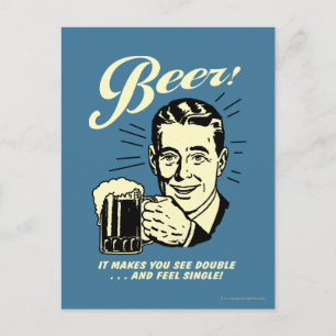 Beer: It Makes You See Double Postcard
