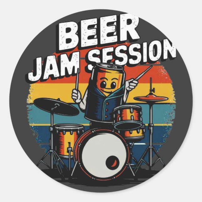 Beer Jam Session T-shirt - Fun Beer Graphic for Be Classic Round Sticker (Front)
