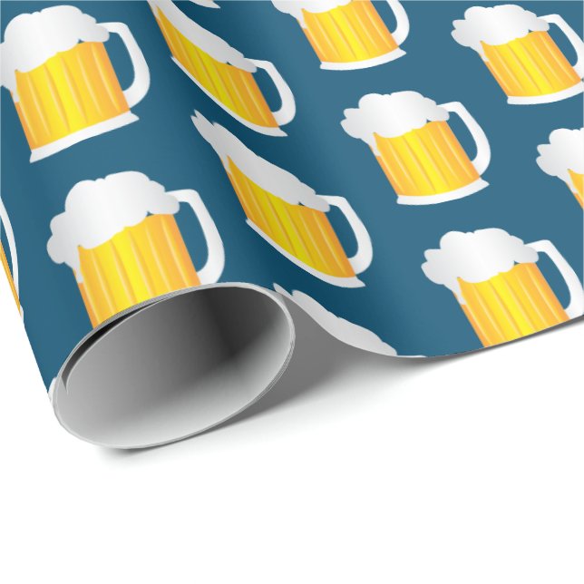 Beer Jug Pattern on Blue Wrapping Paper (Roll Corner)