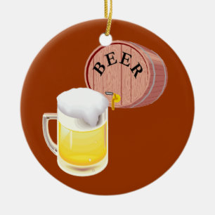 Beer keg and beer stein ceramic tree decoration