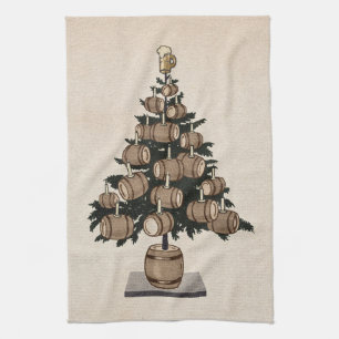 Beer Keg Christmas Tree Tea Towel