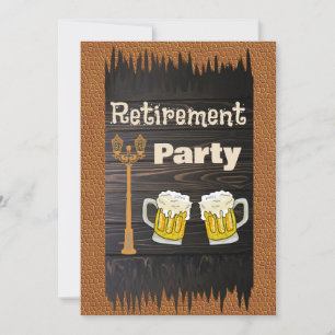 Beer & Leather & Rustic Wood Happy Retirement Invitation