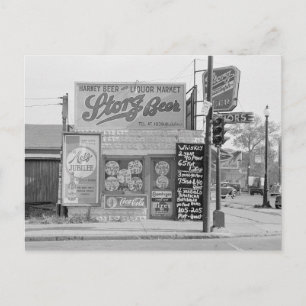 Beer & Liquor Market, 1938 Postcard