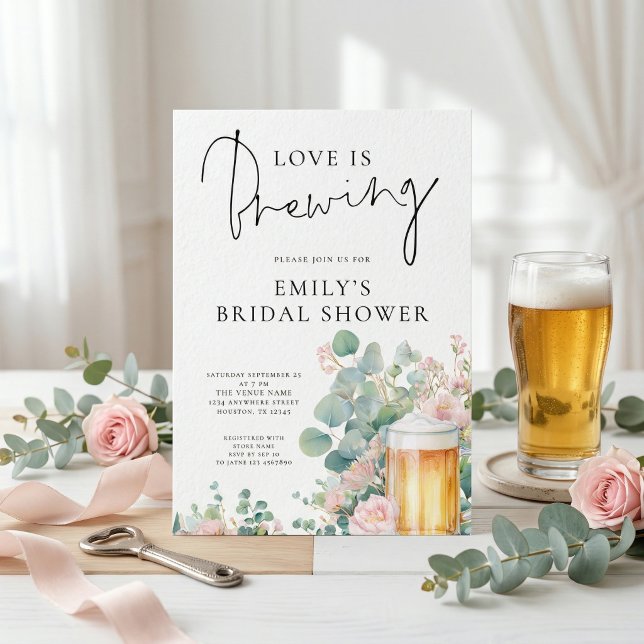 Beer Love is Brewing Bridal Shower Invitation (Creator Uploaded)