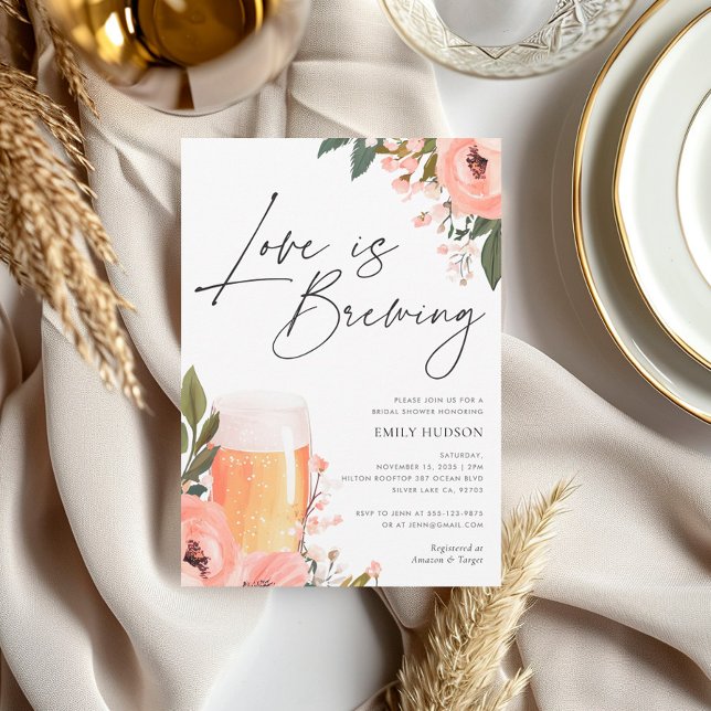 Beer Love is Brewing Bridal Shower Invitation (Creator Uploaded)
