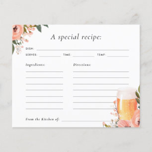 Beer Love is Brewing Bridal Shower Recipe Card
