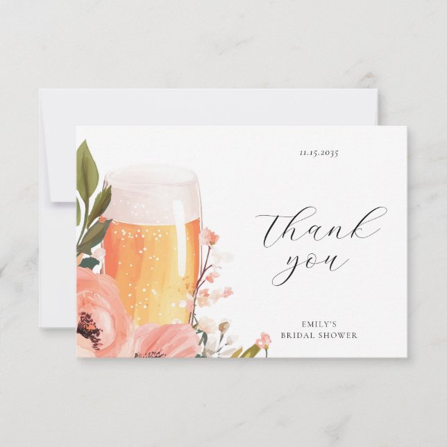 Beer Love is Brewing Bridal Shower Thank You Card (Front)