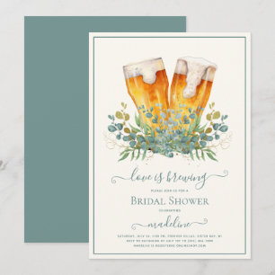 Beer Love is Brewing Eucalyptus Bridal Shower Invitation