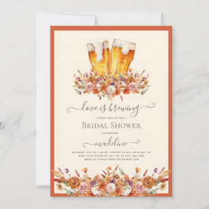 Beer Love is Brewing Fall Floral Bridal Shower Invitation