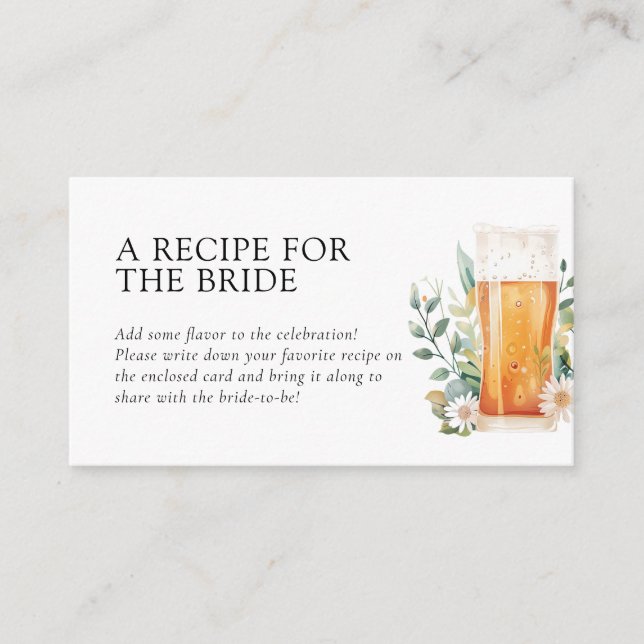 Beer Love is Brewing Recipe Request Bridal Shower  Enclosure Card (Front)
