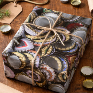 Beer Lover Cool Bottle Caps  Pattern Wrapping Paper