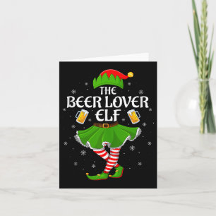 Beer Lover Elf Christmas Family Girls Women Elf Sq Card