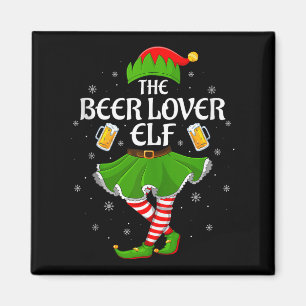 Beer Lover Elf Christmas Family Girls Women Elf Sq Magnet