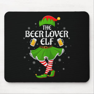 Beer Lover Elf Christmas Family Girls Women Elf Sq Mouse Mat