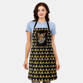 Beer Makes Me Happy Bargirl Bartending Apron