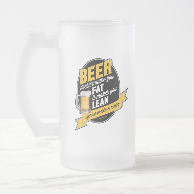 Beer Makes You Lean Frosted Glass Beer Mug (Left)