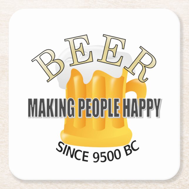 Beer Making People Happy  Square Paper Coaster (Front)