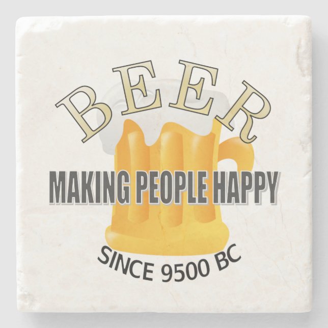 Beer Making People Happy   Stone Coaster (Front)