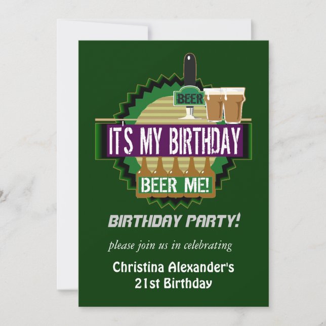 Beer Me Birthday Party Invitations (Front)