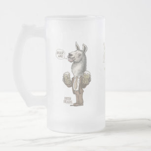 Beer Me Llama by Mudge Studios Frosted Glass Beer Mug