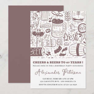 Beer Men Vintage Rustic Drinks 67th birthday Invitation