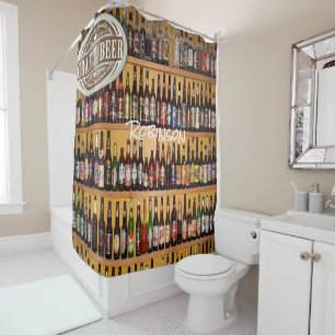 Beer mens black bottle shower curtain
