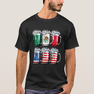 Beer Mexican American Flag Cinco de Mayo Men Drink T-Shirt