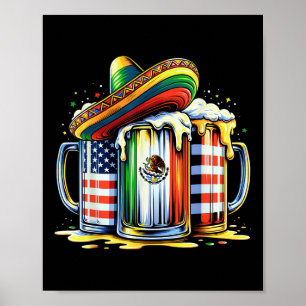 Beer Mexican Usa Flag Cinco De Mayo Drinking Party Poster