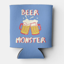 Beer Monster Can Cooler | Light Blue Background