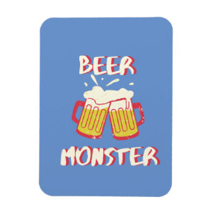 Beer Monster Magnet with Blue Background