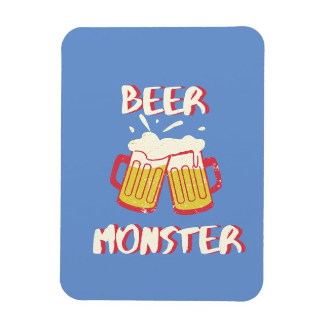Beer Monster Magnet with Blue Background (Vertical)