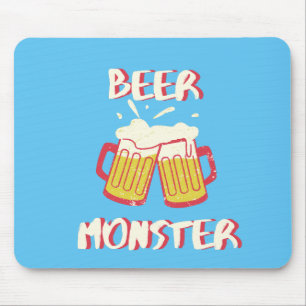 Beer Monster Mouse Mat   Blue Background