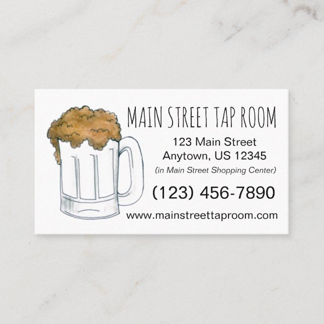 Beer Mug Ale Bar Tap Room Restaurant Drinking Business Card (Front)