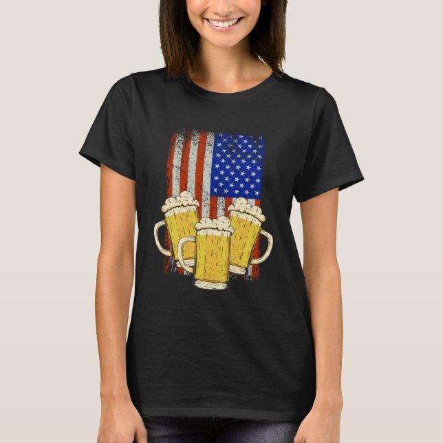 Beer Mug American Flag Craft Beer Beer  Brewer T-Shirt (Front)
