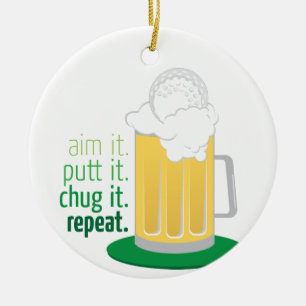 Beer Mug And Golf Ceramic Tree Decoration