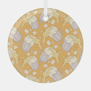 Beer Mug Cartoon: Vintage Seamless. Glass Tree Decoration