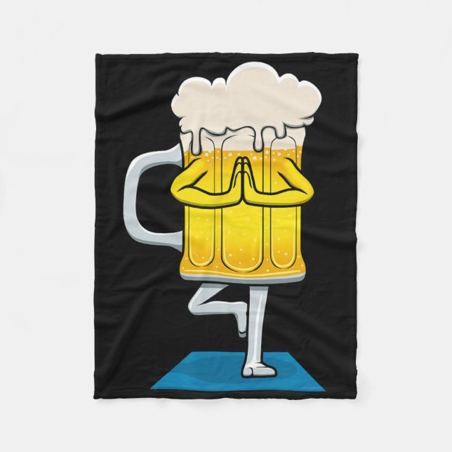 Beer Mug Doing Yoga  Fleece Blanket (Front)