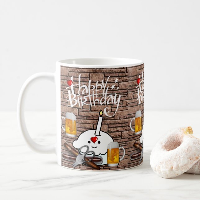 Beer Mug Happy Birthday Mug (With Donut)