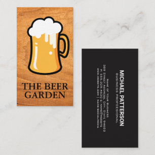 Beer Mug Illustration   Wood Background Business Card