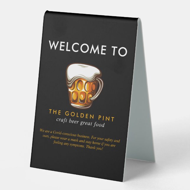 Beer Mug Logo Brewery Bar Reopening Safety Welcome (Front)