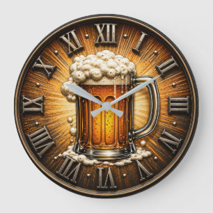 Beer Mug Man Cave Bar Gift Large Clock