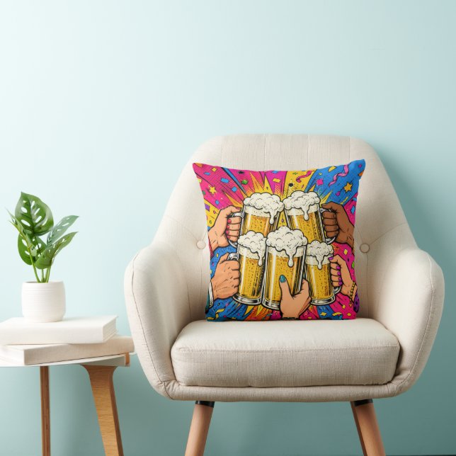 Beer Mug Toast Pop Art Cushion (Chair)