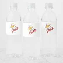 Beer mug with beer and foam water bottle label