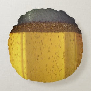 Beer Mug with Bubbles and Foam Round Cushion