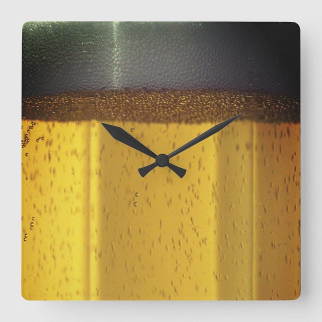 Beer Mug with Bubbles and Foam Square Wall Clock (Front)