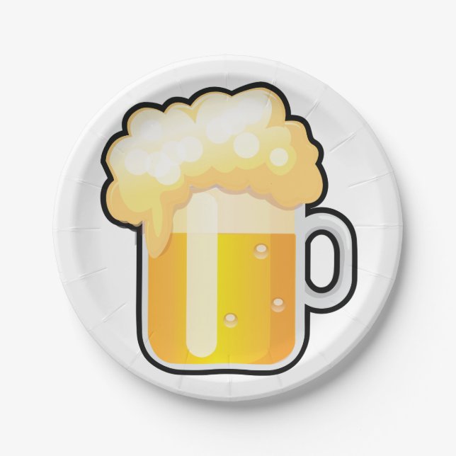 Beer Mug with Frothy Foam Paper Plate (Front)