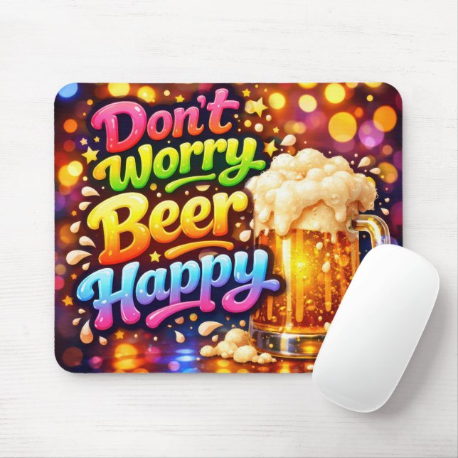Beer Mug With Fun Neon Quote Mouse Mat (With Mouse)